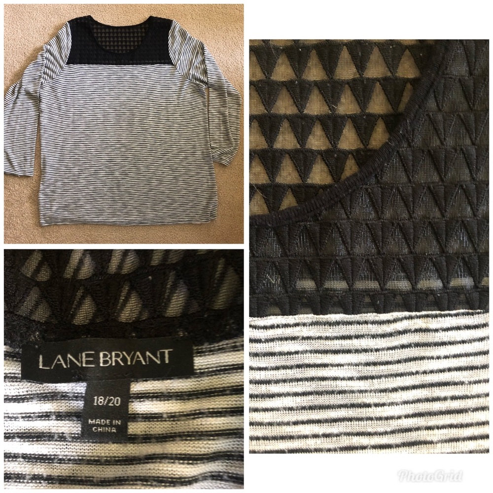 Lane Bryant Black and White Striped Shirt 18/20